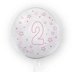 Balon 45cm Gwiazdki cyfra 2 różowy TUBAN - 1