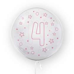 Balon 45cm Gwiazdki cyfra 4 różowy TUBAN - 1