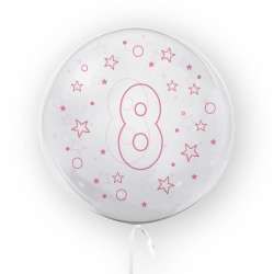 Balon 45cm Gwiazdki cyfra 8 różowy TUBAN - 1