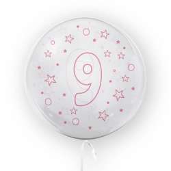Balon 45cm Gwiazdki cyfra 9 różowy TUBAN