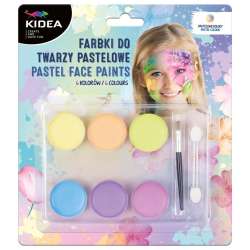 Farbki do twarzy pastelowe 6 kolorów KIDEA (DERF.FDTP6KA)