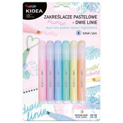 Zakreślacze pastelowe dwie linie 6 kolorów KIDEA (DERF.ZPDL6KA) - 1