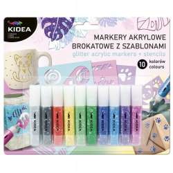Markery akrylowe brokatowe 10 kolorów KIDEA (DERF.MAB10KSKA) - 1