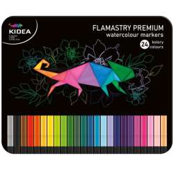 Flamastry 24 kolory kwadratowe w metalowym pudełku KIDEA (DERF.FKMP24KA) - 1