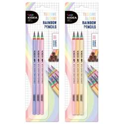 Ołówki tęczowe 3szt mix KIDEA - 1