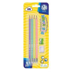 Ołówek pastel HB z miarką 4szt +gumka+ temp. ASTRA (206120007) - 1