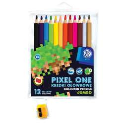 Kredki ołówkowe jumbo okrągłe Pixel One 12 kolorów + temperówka ASTRA (312221005) - 1