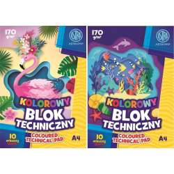 Blok kolorowy barwiony A4/10K 170g (10szt)