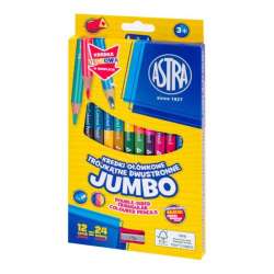 Kredki ołówkowe dwustronne jumbo ASTRA - 12=24 kolory z temperówką, tęczowa kredka dwustronna w komplecie 3120 (312023909) - 1