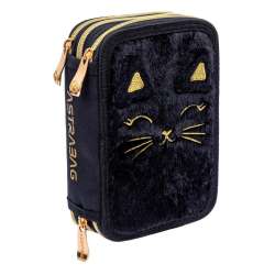 Piórnik JUMBO potrójny z wyposażeniem ASTRABAG FLUFFY KITTY BLACK, AC3 (503025027)
