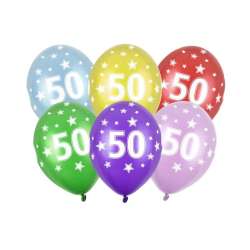 Balony 50th Birthday Metallic Mix 30cm 6szt - 1