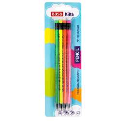 Ołówek z gumką Fluo 4 sztuki EASY - 1