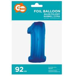 Balon foliowy cyfra 1 niebieska 92cm (FG-C85N1) - 1