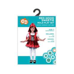 Strój Czerwony Kapturek sukienka, kaptur z pelerynką rozmiar 92/104cm (SL-CK92) - 1