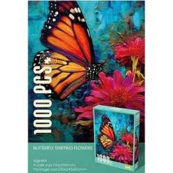 Puzzle 1000 motyl na kwiatach