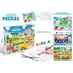 Puzzle do kolorowania 89el z farbami