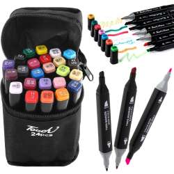 Markery dwustronne w torbie 24 kolory