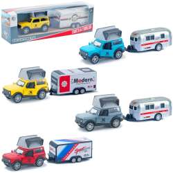 Auto terenowe metalowe z przyczepą MIX