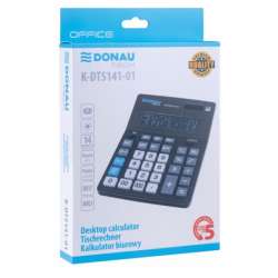 Kalkulator biurowy DONAU TECH OFFICE 14-cyfrowy wyświetlacz, wym. 201x155x35mm, czarny (K-DT5141-01) - 1