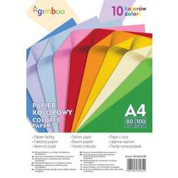 Papier kolorowy A4, 100 arkuszy, 80gsm, 10 kolorów neonowych Gimboo (14110215-99) - 1