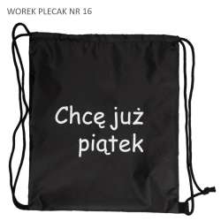 Worek plecak czarny Chcę już piątek - 1