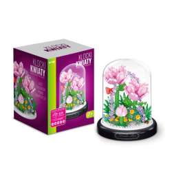 Klocki kwiaty Różowe tulipany pod kloszem 624el (136962) - 1