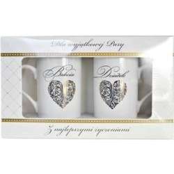 Kubek komplet Q Babcia/Dziadek (serce)