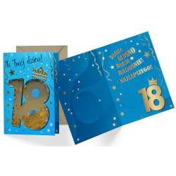Karnet B6 konfetti KNF-033 Urodziny 18 męskie