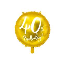 Balon foliowy 40th Birthday 45cm złoty - 1