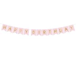 Girlanda Happy Birthday jasno różowa 15x175cm - 1