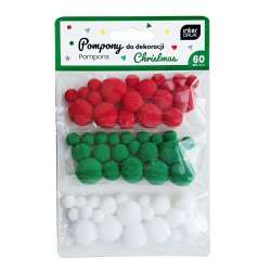Pompony do dekoracji 60szt Christmas BN