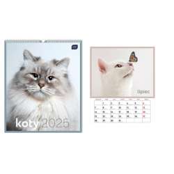 Kalendarz 2025 ścienny planszowy 33,5x40cm Koty (5902277358370) - 1
