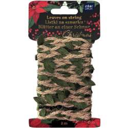 Listki na naturalnym sznurku 2m Christmas