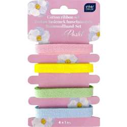Zestaw tasiemek bawełnianych 4x1m Pastel - 1