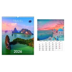 Kalendarz 2026 ścienny planszowy 33,5x40cm Travel