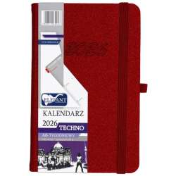 Kalendarz 2026 A6 tygodniowy Techno czerwony
