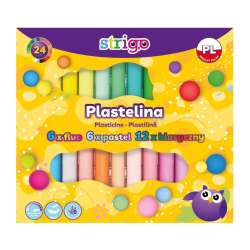 Plastelina 24 kolory (6 x fluoroscencyjne 6 x pastel 12 x klasyczne) Strigo (SSC337)
