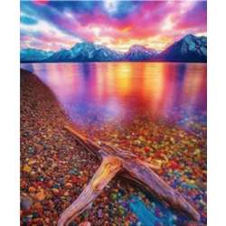 Diamentowa mozaika Jezioro kolorowe kamienie 30x40cm 1007412 (NO-1007412) - 1