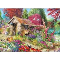 Diamentowa mozaika Domek, Chatka w kolorowym ogrodzie 30x40cm 1007750 (NO-1007750) - 1
