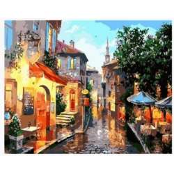 Malowanie po numerach 40x50cm Miasteczko, deszczowa ulica 1008489 (NO-1008489)