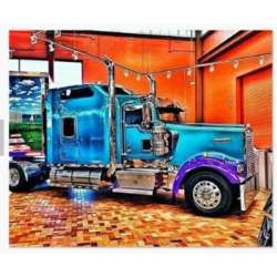 Malowanie po numerach 40x50cm Niebieska ciężarówka w garażu 1008714 (NO-1008714) - 1