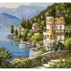 Malowanie po numerach Willa nad jeziorem 50x40cm 1008869 (NO-1008869) - 1