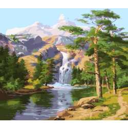 Malowanie po numerach 40x50cm Górski wodospad 1008952 (NO-1008952)