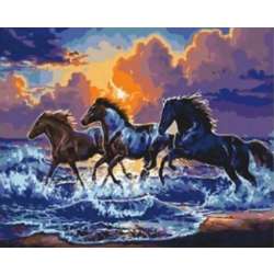 Diamentowa mozaika Konie galopujące brzegiem morza 30x40cm 1009415 (NO-1009415) - 1