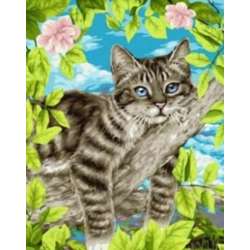 Diamentowa mozaika Kot na gałęzi 30x40cm 1009984 (NO-1009984) - 1