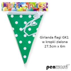 Girlanda flagi w kropki zielona 27.5cmx6m
