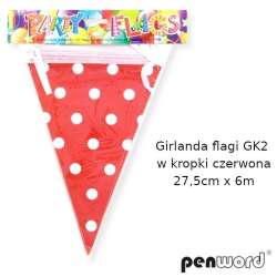 Girlanda flagi w kropki czerwona 27.5cmx6m - 1