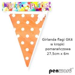 Girlanda flagi w kropki pomarańczowa 27.5cmx6m - 1