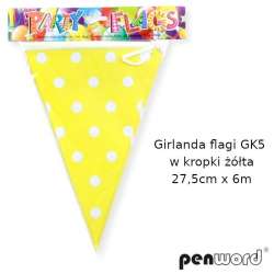 Girlanda flagi w kropki żółta 27.5cmx6m - 1