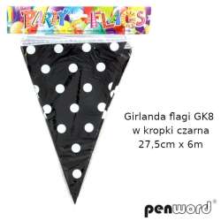 Girlanda flagi w kropki czarna 27.5cmx6m